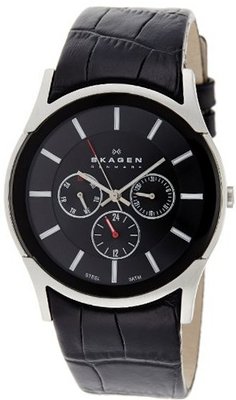 Skagen Classic Textured Black Leather Skw6000