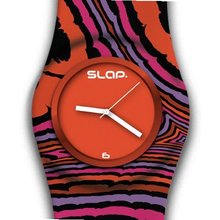 for Girls or Sport Slap Rubber Like Band Orange Face with Pink Swirl