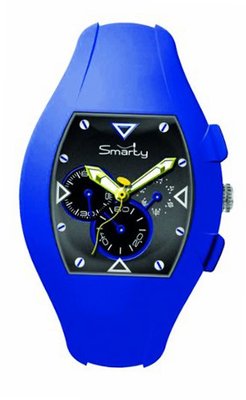 Smarty Chrono Unisex Quartz with Black Dial Chronograph Display and Blue Silicone Strap SW040E