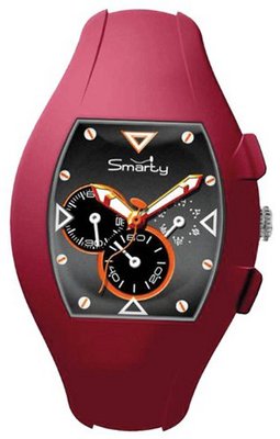 Smarty Chrono Unisex Quartz with Black Dial Chronograph Display and Red Silicone Strap SW040G