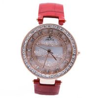 Smays Big Dial Red Leather Female A1224 -Rose Gold