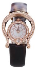 Smays Genuine Black Leather Band Czech Rhinestone Fashion Lady es A1207 -Rose Gold