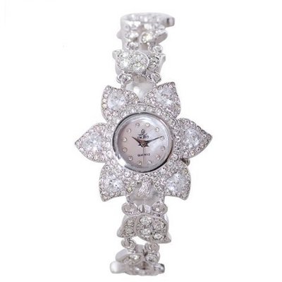 Smays Personality White Flower Rhinestone Female A207 -Silver