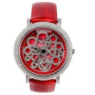 Smays Strike Lucky Big Dial Rhinestone Fashion es A1156 -Red