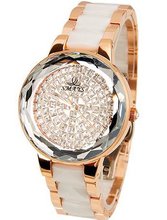 Smays White Ceramics Rhinestone Female A1111 -Gold