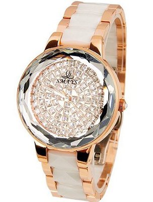 Smays White Ceramics Rhinestone Female A1111 -Gold