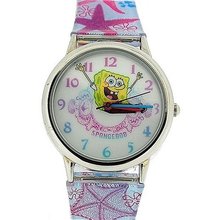 Spongebob Squarepants Childrens Analogue Metal Bezel Star Fish PU Strap SB41