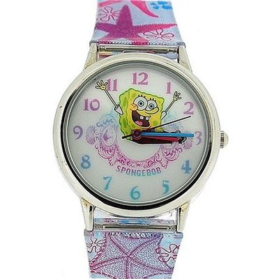 Spongebob Squarepants Childrens Analogue Metal Bezel Star Fish PU Strap SB41