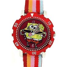 Spongebob Squarepants Childrens Red Dial Red Striped Strap Quartz SB20