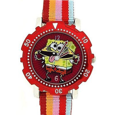 Spongebob Squarepants Childrens Red Dial Red Striped Strap Quartz SB20