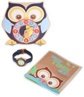 Sprout Kids' ST/1050BLUSET Blue Organic Cotton Strap Bamboo Dial and Time Teacher Clock Set