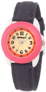 Sprout ST/1040PKIVGY Black Organic Cotton Strap Bamboo Dial Casual