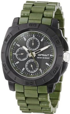 Sprout ST/3802BKGN Multi-Function Bamboo Dial Green Corn Resin Bracelet