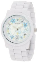 Sprout ST/5035MPWT Floral Print Diamond Dial White Corn-Resin Bracelet