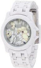 Sprout ST/6005MPWT Diamond Dial Floral Print White Corn Resin Bracelet