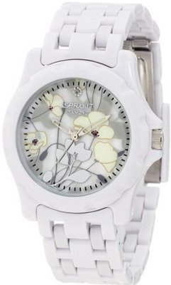 Sprout ST/6005MPWT Diamond Dial Floral Print White Corn Resin Bracelet