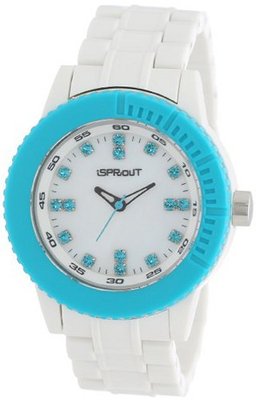 Sprout ST/6505MPBL Blue Swarovski Crystal Accented White Corn Resin Bracelet