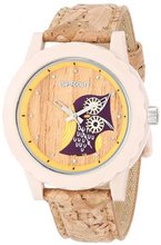 Sprout ST/6805TNCK Owl Motif Tree Bark Dial Cork Strap
