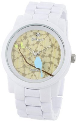 Sprout ST5030TNWT Diamond Accented Dial and White Corn Resin Bracelet