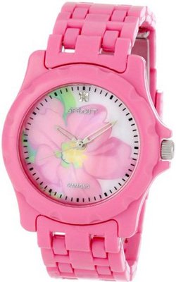 Sprout ST6001PMPK Diamond Pink Flower Dial and Corn Resin Bracelet