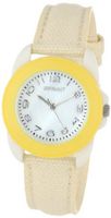 Sprout Unisex ST/1054MPYL Easy-to-Read Mother-Of-Pearl Dial Yellow Organic Cotton Strap