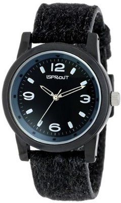 Sprout Unisex ST/5519BKBK Bamboo Dial Black Felt Strap