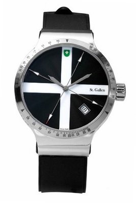 St. Gallen Disinfectable - Color Clean Collection - Mechanical Automatic , 3 Counters Pulsation Calibration, Guilloche In Black Lacquer Dial