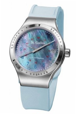 St. Gallen Disinfectable - Florence Nightingale Collection - Quartz , Counter For Pulsation Calibration, Black Mother Of Pearl Dial