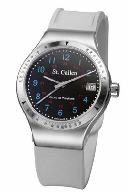 St. Gallen Disinfectable - Florence Nightingale Collection - Quartz , Counter For Pulsation Calibration, Ceramic Black Color Dial