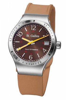 St. Gallen Disinfectable - Florence Nightingale Collection - Quartz , Counter For Pulsation Calibration, Published Brown Dial