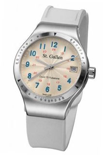 St. Gallen Disinfectable - Florence Nightingale Collection - Quartz , Counter For Pulsation Calibration, Sunray Ceramic Ivory Color Dial