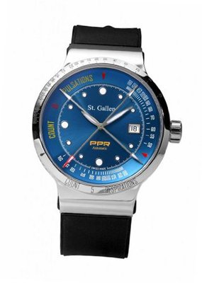 St. Gallen Disinfectable - PPR Collection - Mechanical Automatic , Counters For Pulsation & Respiration Calibration, Sunray Blue Dial