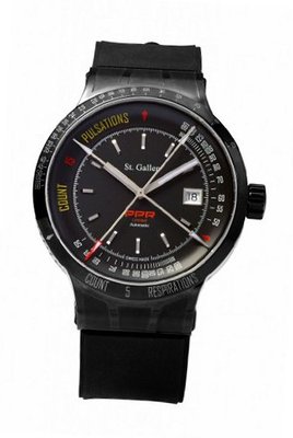 St. Gallen Disinfectable - PPR Collection - Mechanical Automatic , Counters For Pulsation & Respiration Calibration, Matt Black Dial