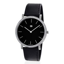 SOB1002/DIA SOB Steel , Black Dial, Full Diamond Bezel