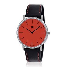 SOB1007/DIA Steel , Red Dial, Full Diamond Bezel