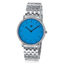SOB1009/DIA Steel Blaze , Blue Dial, Full Diamond Bezel, Steel Bracelet