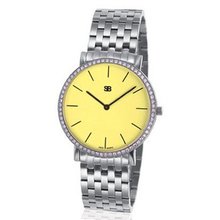 SOB1011/DIA Steel Blaze , Yellow Dial, Full Diamond Bezel, Steel Bracelet