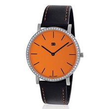 SOB1013/DIA SOB Steel , Orange Dial, Full Diamond Bezel