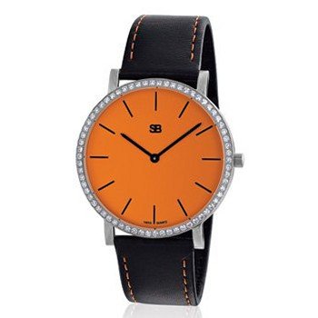 SOB1013/DIA SOB Steel , Orange Dial, Full Diamond Bezel
