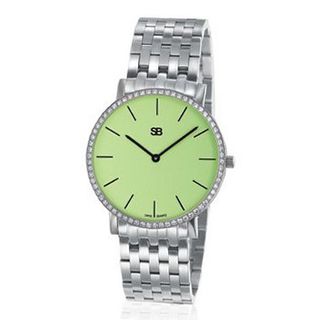 SOB1014/DIA Steel Blaze , Green Dial, Full Diamond Bezel, Steel Bracelet