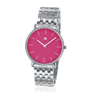 SOB1015/DIA Steel Blaze , Pink Dial, Full Diamond Bezel, Steel Bracelet