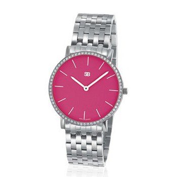 SOB1015/DIA Steel Blaze , Pink Dial, Full Diamond Bezel, Steel Bracelet