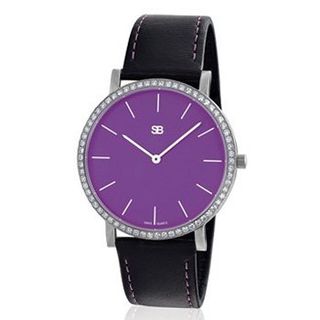 SOB1016/DIA SOB Steel , Purple Dial, Full Diamond Bezel