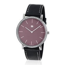 SOB1017/DIA SOB Steel , Plum Dial, Full Diamond Bezel