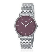 SOB1017/DIA Steel Blaze , Plum Dial, Full Diamond Bezel, Steel Bracelet