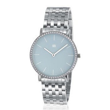 SOB1018/DIA Steel Blaze , Sky Blue Dial, Full Diamond Bezel, Steel Bracelet