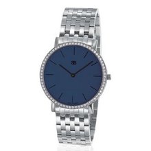 SOB1025/DIA Steel Blaze , Navy Blue Dial, Full Diamond Bezel, Steel Bracelet