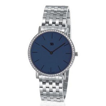SOB1025/DIA Steel Blaze , Navy Blue Dial, Full Diamond Bezel, Steel Bracelet