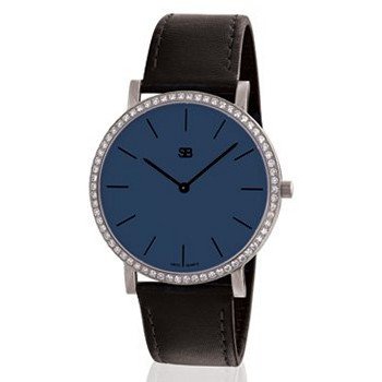 SOB1025 SOB Steel with Navy Dial & Full Diamond Bezel