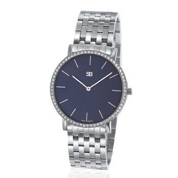 SOB1027/DIA Steel Blaze , Navy Blue Dial, Full Diamond Bezel, Steel Bracelet